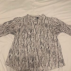 Pink, black and white blouse